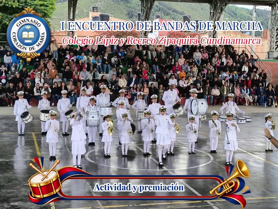 Banda marcial del Gimnasio del Corazón de María en el I Encuentro de Bandas de Marcha, Zipaquirá