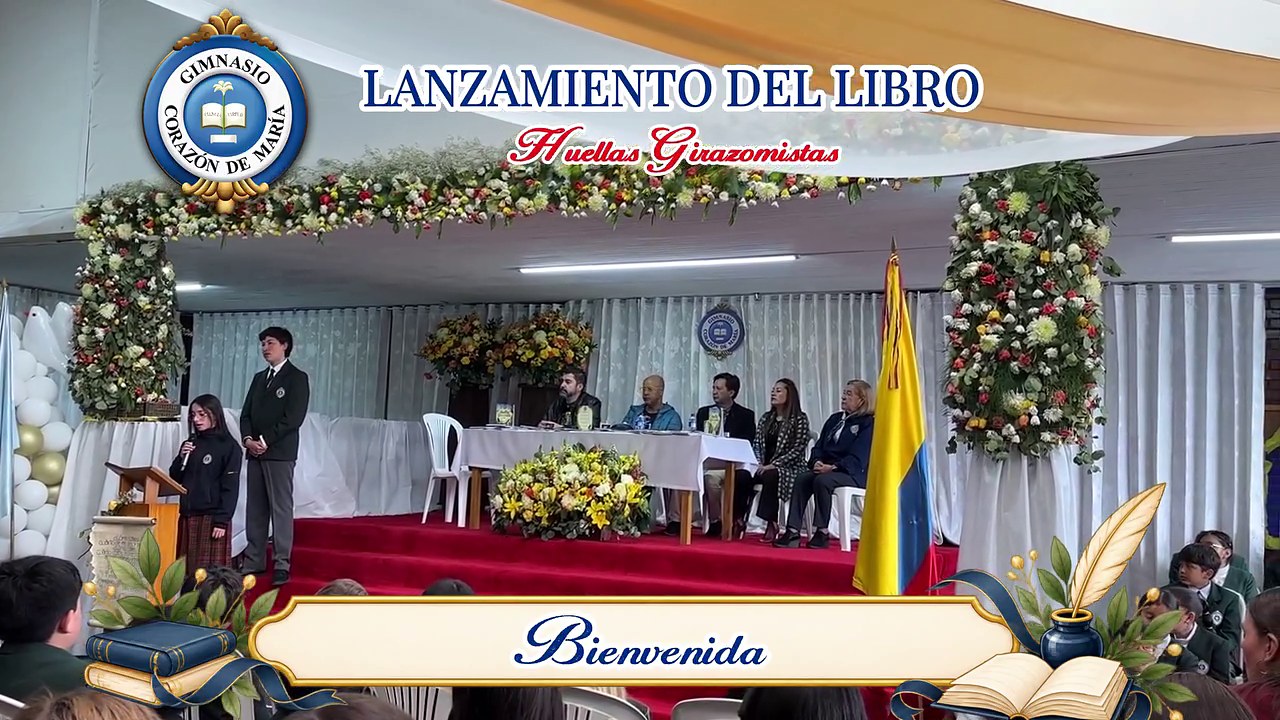 Estudiantes en la bienvenida del lanzamiento del libro Huellas Girazomistas