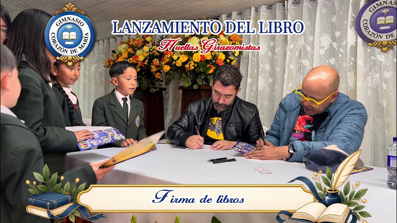 Firma de libros durante el lanzamiento de Huellas Girazomistas